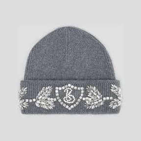 博百利/Burberry 人造水晶橡树叶徽章羊毛混纺针织帽 (中调麻灰) 80611921
