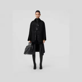 博百利/Burberry 橡树叶徽章刺绣羊毛外套 (黑色) 80623441