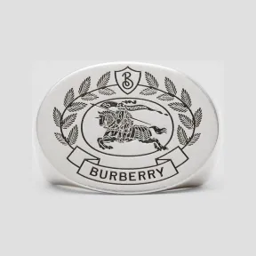 博百利/Burberry 马术骑士镌纹镀钯金图章戒指 (复古精钢) 80642701