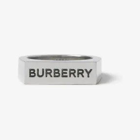 博百利/Burberry 镌刻徽标镀钯金图章戒指 (复古精钢) 80642711