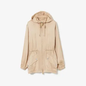 博百利/Burberry 马术骑士丝质提花短款风雪大衣 (柔黄褐色) 80651971