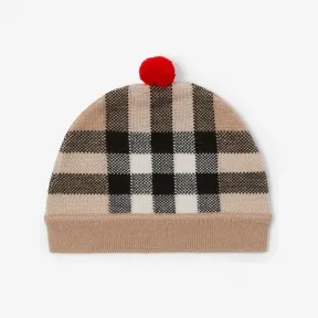 博百利/Burberry 格纹羊毛羊绒混纺针织帽 80685811
