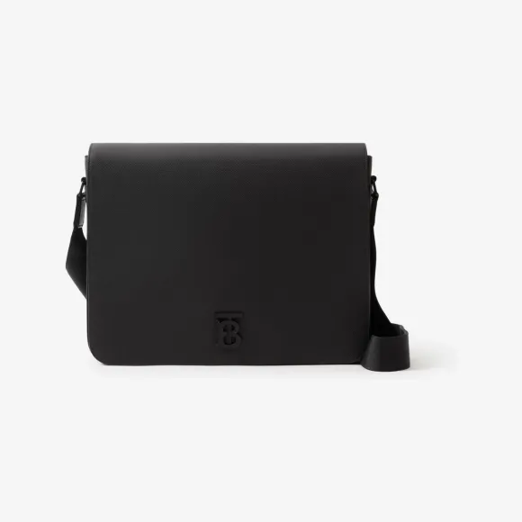 博百利/Burberry 皮革中号 Alfred 信使包 (黑色) - 男士 80697481