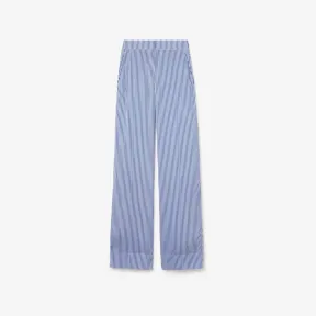 博百利/Burberry 条纹丝质阔腿裤 (蓝色 / 白色) - 女士 80710311