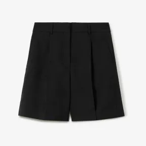 博百利/Burberry 马术骑士徽标棉毛混纺短裤 (黑色) - 女士 80718081