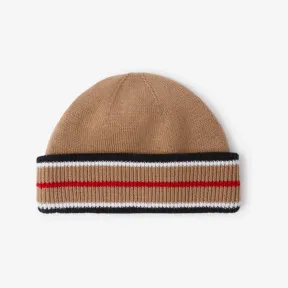 博百利/Burberry 标志性条纹针织帽 (驼色) 80764221
