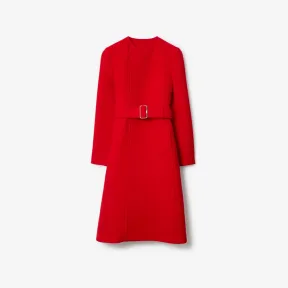 博百利/Burberry 羊毛斜纹无领大衣 (邮筒红) - 女士 80764641