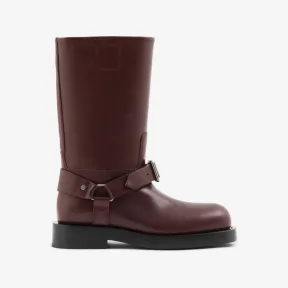 博百利/Burberry Saddle 皮革低筒靴 (紫红色) - 女士 80773751