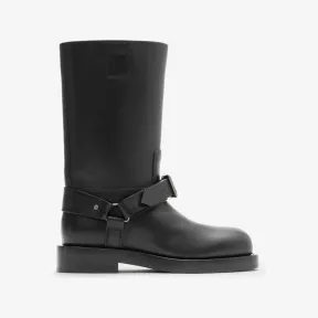 博百利/Burberry Saddle 皮革低筒靴 (黑色) - 女士 80773921