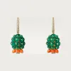 卡地亚/Cartier H8000238 - Cactus de Cartier耳环 祖母绿圆珠 镶嵌钻石 18K黄金 - 黄金 祖母绿 红玉髓 钻石