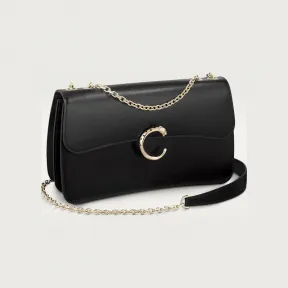 卡地亚/Cartier L1002411 链条手袋 小号款 Panthère de Cartier猎豹系列 红色 小牛皮 黑色小牛皮 镀金和黑色珐琅饰面 