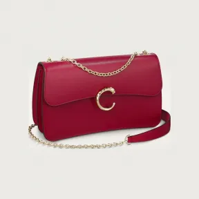 卡地亚/Cartier L1002412 链条手袋 小号款 Panthère de Cartier猎豹系列 红色 小牛皮 樱桃红色小牛皮 镀金和黑色珐琅饰面 