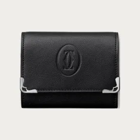 卡地亚/Cartier L3001372 - Must de Cartier方型零钱包 黑色 小牛皮 - 黑色小牛皮 精钢装饰