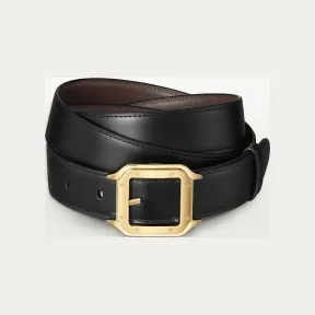 卡地亚/Cartier L5000596 - Santos de Cartier皮带 黑色和棕色 牛皮 - 黑色牛皮 镀金装饰搭扣