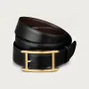 卡地亚/Cartier L5000614 - Tank de Cartier系列皮带 黑色和棕色 牛皮 - 黑色与棕色光面牛皮 镀金饰面带扣