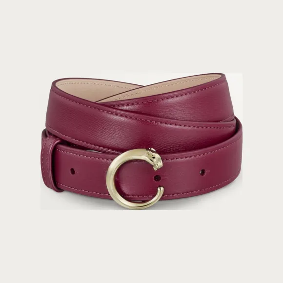 卡地亚/Cartier L5000640 - Panthère de Cartier系列25毫米皮带（尺寸：95厘米） 樱桃红色 小牛皮 - 樱桃红色小牛皮 镀金饰面皮带扣