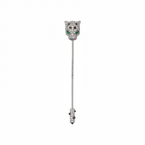 卡地亚/Cartier N5300310 - Panthère de Cartier卡地亚猎豹胸针 铺镶钻石 18K白金 - 白金 祖母绿 缟玛瑙 钻石