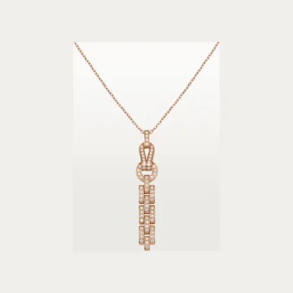 卡地亚/Cartier N7424320 - Agrafe吊坠项链 铺镶钻石  18K玫瑰金 - 玫瑰金 钻石