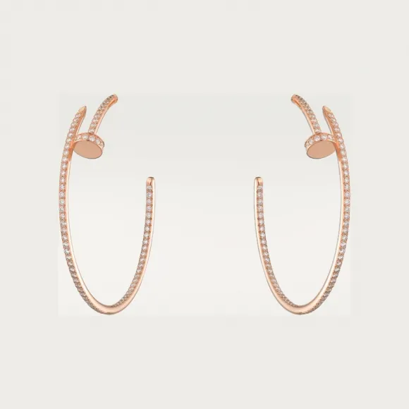 卡地亚/Cartier N8515009 - Juste un Clou圈形耳环 大号款 铺镶钻石 18K玫瑰金 - 玫瑰金 钻石