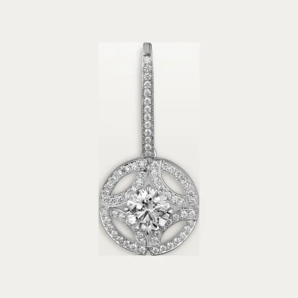 卡地亚/Cartier N8515039 - Galanterie de Cartier垂坠式耳环 镶嵌2颗圆形明亮式切割钻石 铺镶钻石 18K白金 - 白金 钻石