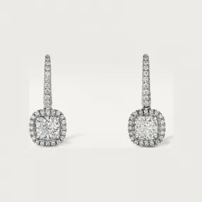 卡地亚/Cartier N8515104 - Cartier Destinée垂坠式耳环 镶嵌2颗枕形切割钻石 铺镶钻石 18K白金 - 白金 钻石