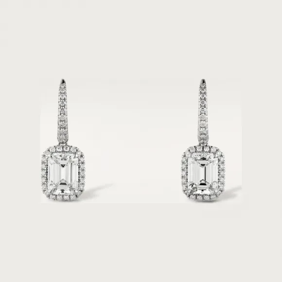 卡地亚/Cartier N8515110 - Cartier Destinée垂坠式耳环 镶嵌2颗祖母绿型切割钻石 铺镶钻石 铂金 -  铂金 钻石