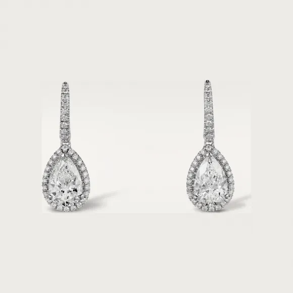 卡地亚/Cartier N8515112 - Cartier Destinée垂坠式耳环 镶嵌2颗梨形切割钻石 铺镶钻石 铂金 -  铂金 钻石