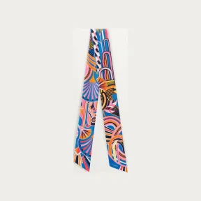 卡地亚/Cartier OS000102 猎豹装饰艺术风格细丝巾 蓝色和橙色斜纹真丝 