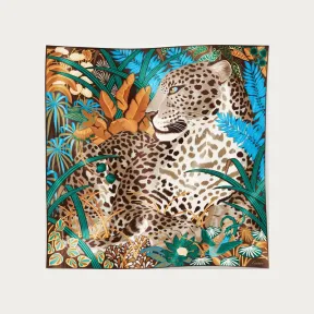 卡地亚/Cartier OS000115 - 猎豹丛林图案方巾 90 - 米色斜纹真丝