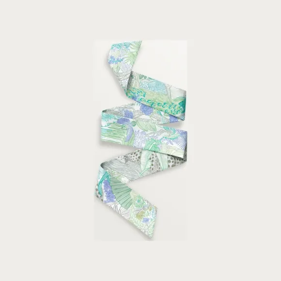 卡地亚/Cartier OS000259 -  猎豹温室图案Bandeau细丝巾  - 灰绿色斜纹真丝