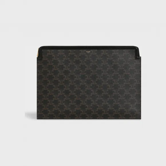 思琳/Celine 男士 Triomphe 帆布和小牛皮文件夹 10D472BTB.38NO