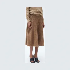 思琳/Celine  驼色羊毛和马海毛罗纹半身裙 22P70811A.02CM