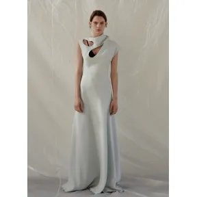 思琳/Celine  浅绿色纯棉和人造丝绉绸连衣长裙 26X247557.29VC