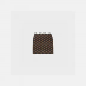 思琳/Celine 女士 交织字母棉质和桑蚕丝迷你裙 2AG04916T.19BR.L