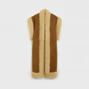 思琳/Celine 女士 卷曲美利奴羊毛和反毛麂皮长款背心 2D208269F.18TB