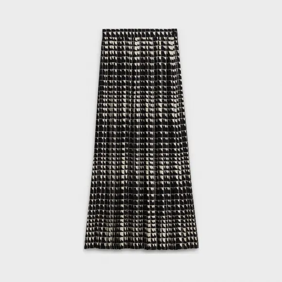 思琳/Celine 女士 斜角印花乔其纱长款百褶半裙 2J056207D.38AW