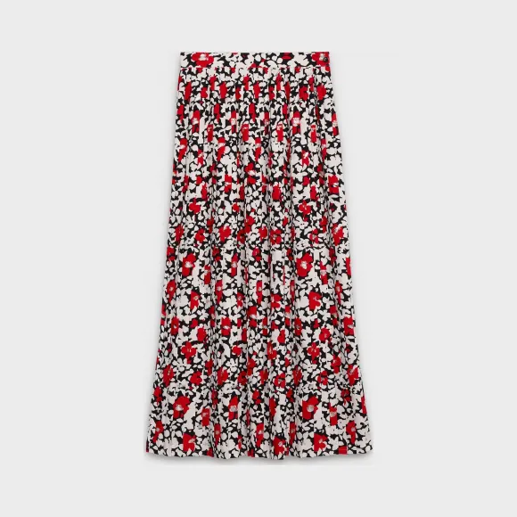 思琳/Celine 女士 花朵印花Sablé面料长款百褶半裙 2J056905D.27BW