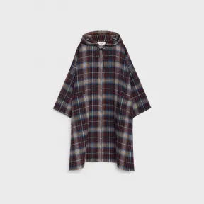 思琳/Celine 女士 格纹羊毛斗篷 - 深海蓝橙色焦糖色 2M811080P.07AQ