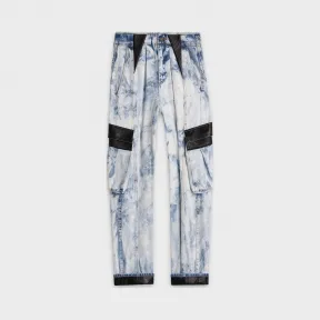 思琳/Celine 女士 饰皮革细节牛仔工装裤 2N047789D.07IE