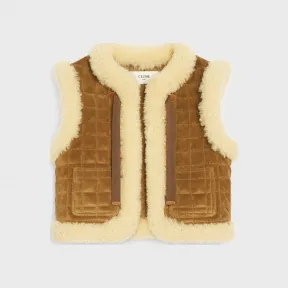 思琳/Celine 女士 分体皮革绗缝马甲 - 驼色/奶油色 2O092039F.02CR