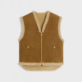 思琳/Celine 卷毛羊毛革无袖背心 2O122895L.02FC