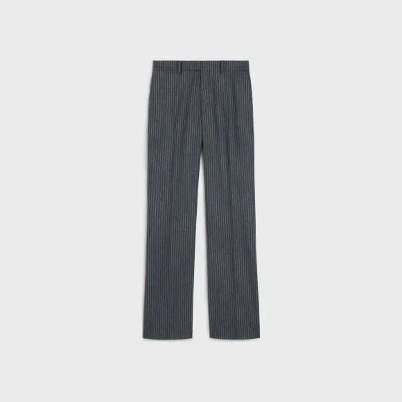 思琳/Celine 女士 条纹法兰绒斜纹喇叭裤 - 炭灰色/CRAIE 2P585920C.10CR