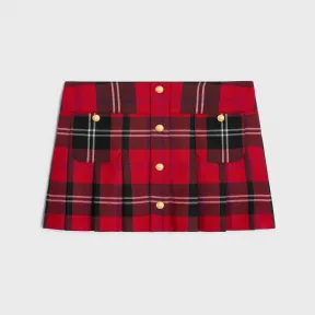 思琳/Celine 格子花呢羊毛褶裥抹胸迷你裙 2W939595K.01NZ