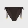 思琳/Celine 女士 “TRIOMPHE”哑光平纹针织比基尼泳裤 - Brun 2Z082152C.19RU