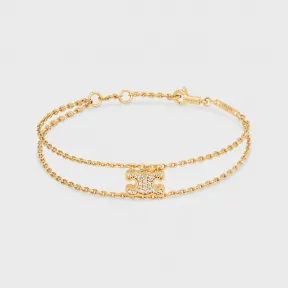 思琳/Celine 女士 TRIOMPHE RHINESTONE金色饰面黄铜和水晶悬垂式手链 460MY6BCZ.35OR.TU