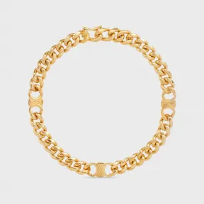 思琳/Celine TRIOMPHE SMALL GOURMETTE金色饰面黄铜手链 460TJ6BRA.35OR