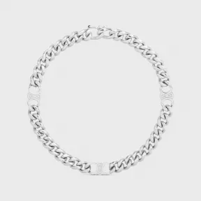 思琳/Celine TRIOMPHE GOURMETTE小号铑银色饰面黄铜手链 460UR6BRA.36SI