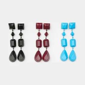 思琳/Celine  Chandelier酒红色涂漆树脂玻璃和黄铜枝形耳环 46E596PPB.28BD