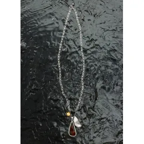 思琳/Celine  金黄琥珀和黄铜圆形吊坠项链 46G776ABB.11GY