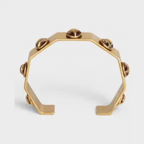 思琳/Celine 女士 ClousCeline复古金色饰面黄铜八角形细手镯 46N856BRA.35VG